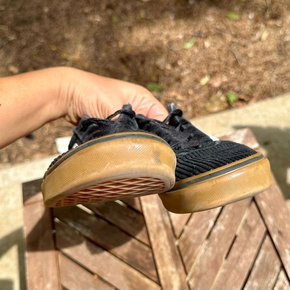 Boys Vans Fleece Corduroy Ward Skate Shoes - Black Tan Youth - Picture 5 of 7